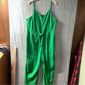 Simply Vera Vera Wang Green Sleeveless Tie Front Crop Jumpsuit XXL Plus Pockets